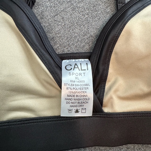 Cali Sport Sports Bra Black, Nude Triangle Top with Adjustable Straps in xl - Picture 3 of 11